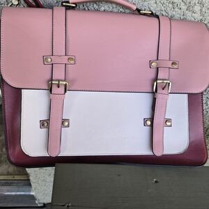Pink and White Satchel Bag